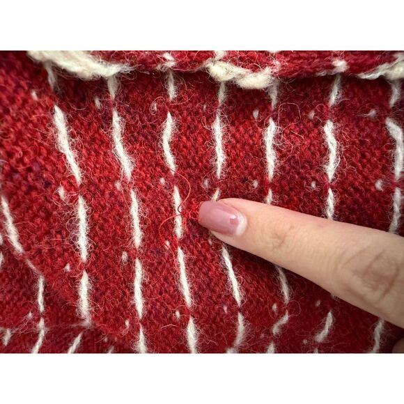 Woolrich Vintage Wool Winter Tree Red Fair Isle Zip Cardigan Women's Size Small - Picture 4 of 6